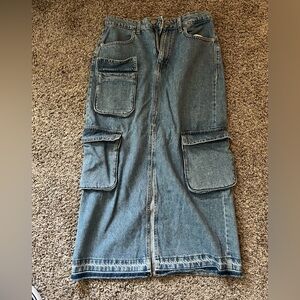 Aeropostale Light Blue Denim Cargo Maxi Skirt